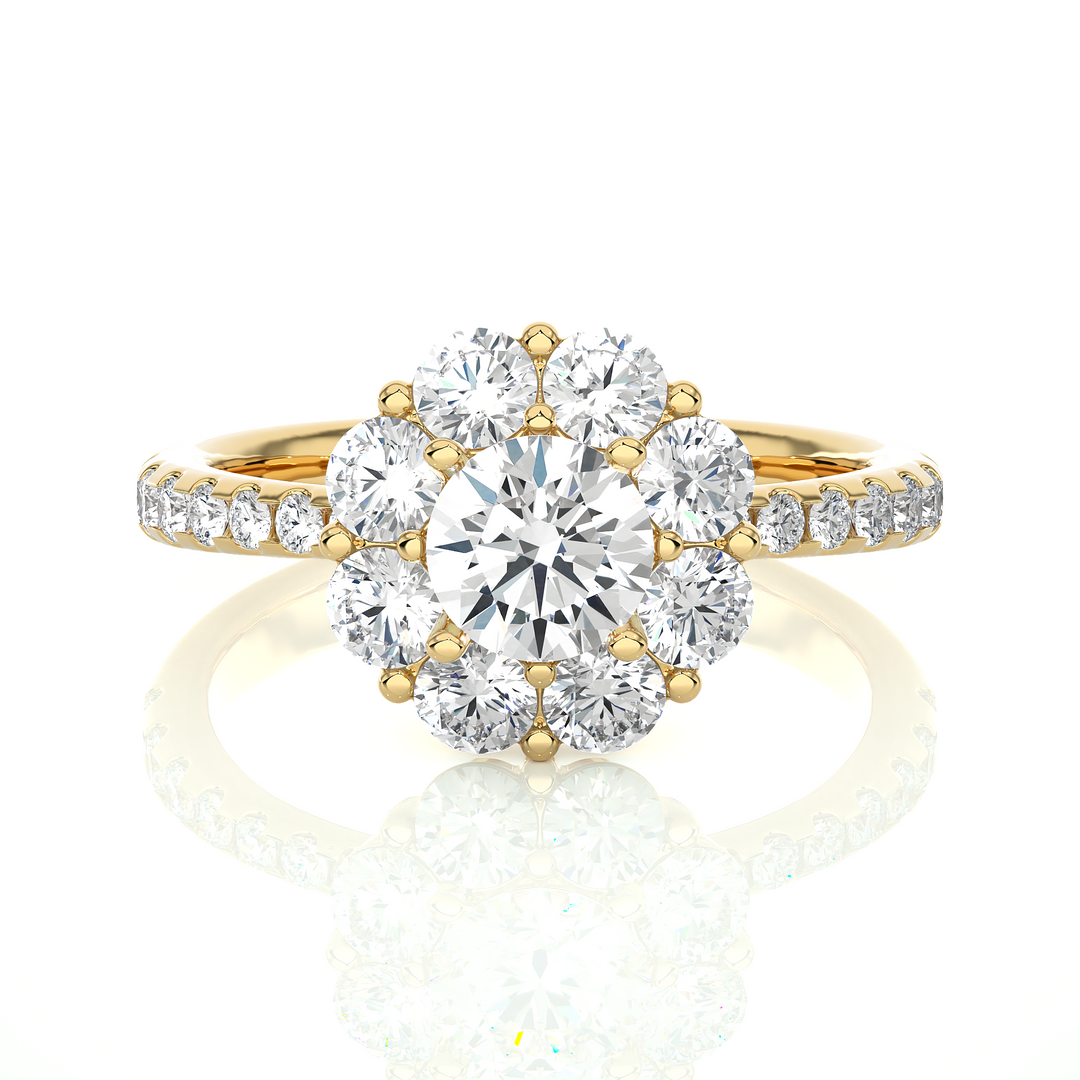 1.64 CT Round Diamond Halo Lab Grown Ring with 25 Stones