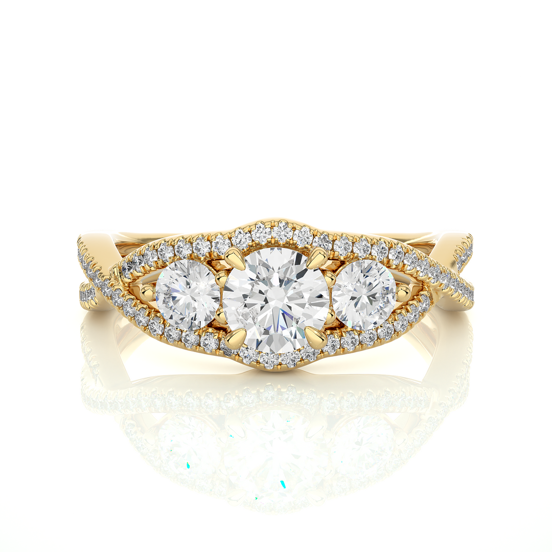 1.07 Carat Three Stone Lab-Grown Diamond Ring | Round Cut Engagement Ring