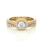 Load image into Gallery viewer, 1.31 CT Round Diamond Halo Wedding Matching Band | 56 Stones
