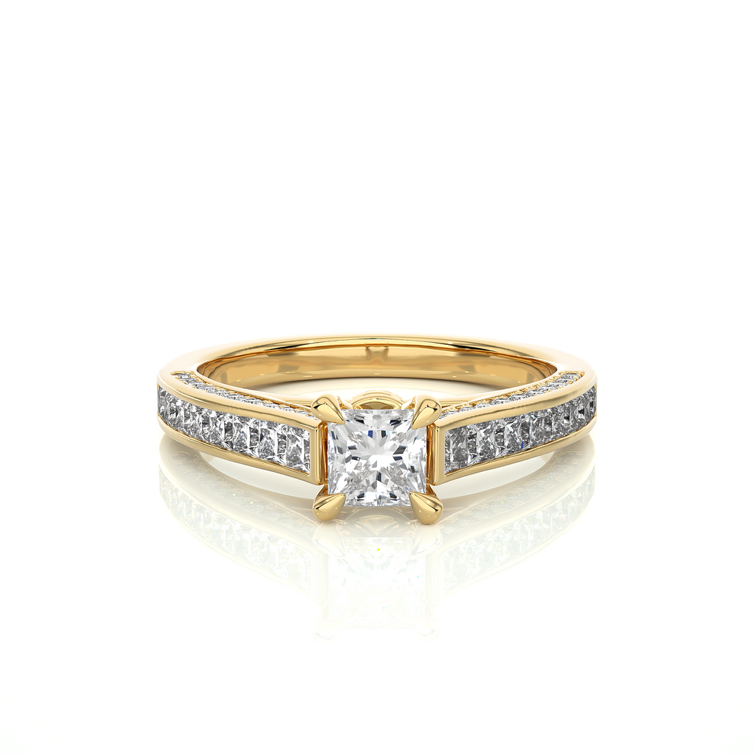 1.27 CTW Princess & Round Lab-Grown Diamond Engagement Ring with Channel & Prong Set E-F / VVS-VS