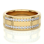Load image into Gallery viewer, 0.46 CT Men’s Two Row Lab Grown Diamond Ring | 30 Stone Gold Band
