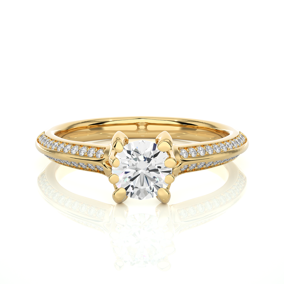 0.73 CTW Lab-Grown Diamond Pavé Engagement Ring – Round Cut