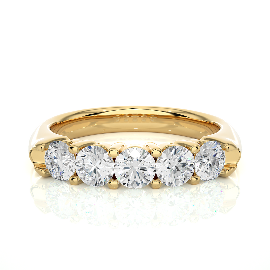 1.11 CT Round Cut Lab Grown Diamond Band  5 Stone IGI Certified