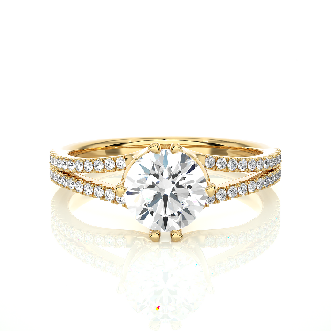 1.34 CTW Round Lab-Grown Diamond Engagement Ring with Split Shank E-F / VVS-VS