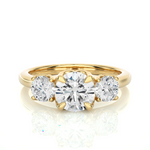 Load image into Gallery viewer, 1.62 CT Round Lab Grown Diamond Three Stone Ring | 3 Stone Gold Band
