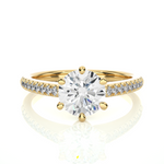 Load image into Gallery viewer, 1.47 CTW Round Lab-Grown Diamond Engagement Ring with Six-Prong Center &amp; Micropave Sides E-F / VVS-VS
