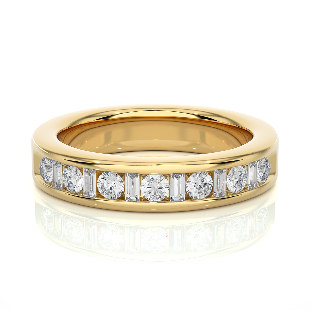 0.52 CT Baguette & Round Cut Lab Grown Diamond Channel Set Band  13 Stone IGI Certified