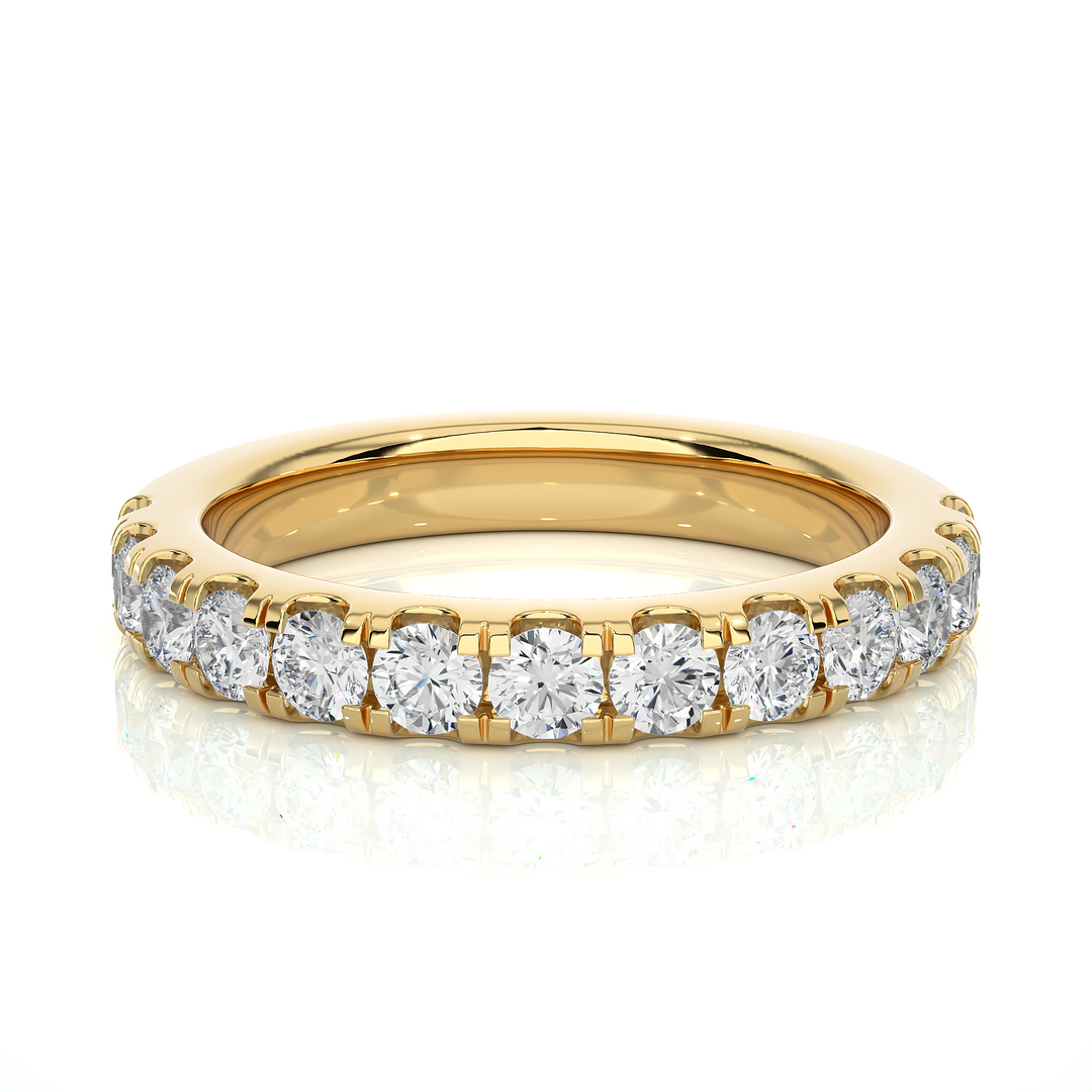 0.96 CT Round Cut Lab Grown Diamond Micro Pave Band  13 Stone IGI Certified