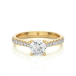 Load image into Gallery viewer, 0.85 CTW Round Lab-Grown Diamond Engagement Ring with Claw, Bezel &amp; Micropave Set E-F / VVS-VS
