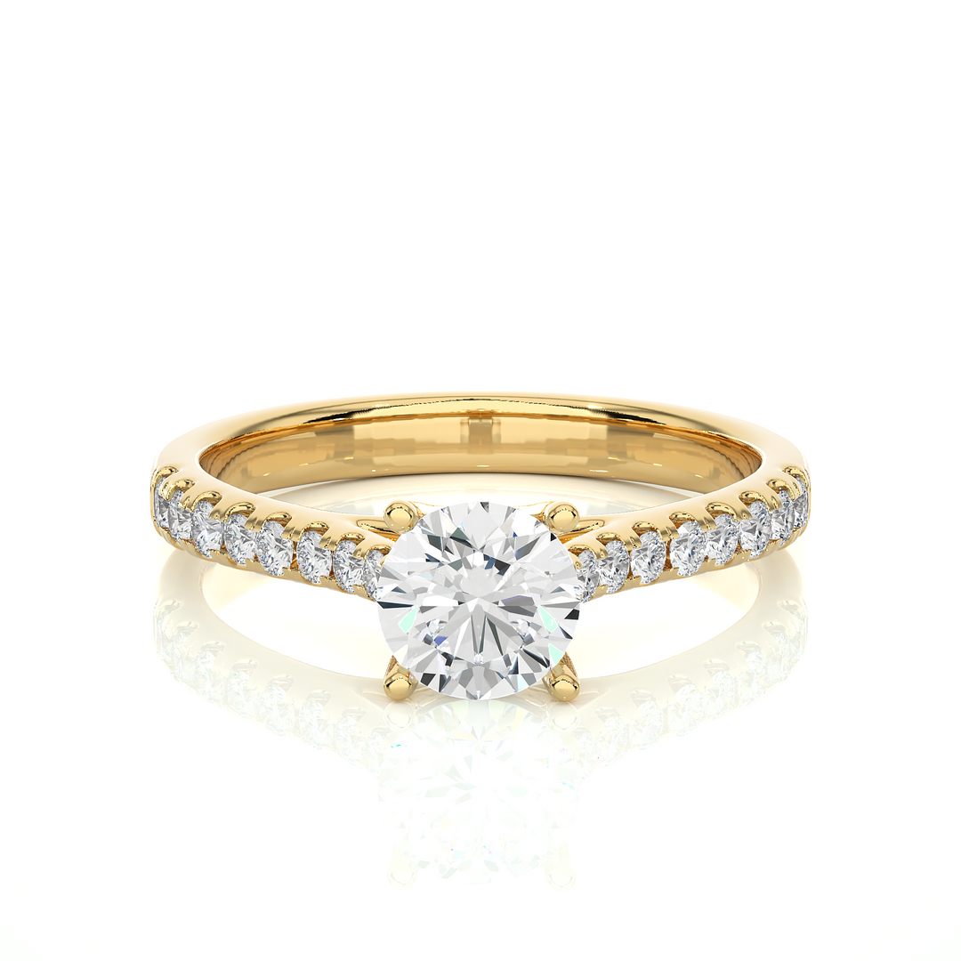 0.85 CTW Round Lab-Grown Diamond Engagement Ring with Claw, Bezel & Micropave Set E-F / VVS-VS