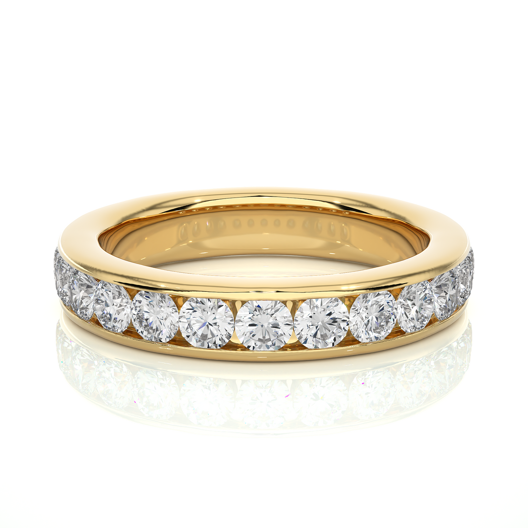 0.96 CT Round Cut Lab Grown Diamond Channel Set Band  13 Stone IGI Certified