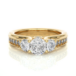 Load image into Gallery viewer, 1.70 CT Round Center with Round Side Lab Grown Diamond Three Stone Ring | 21 Stone Gold Band
