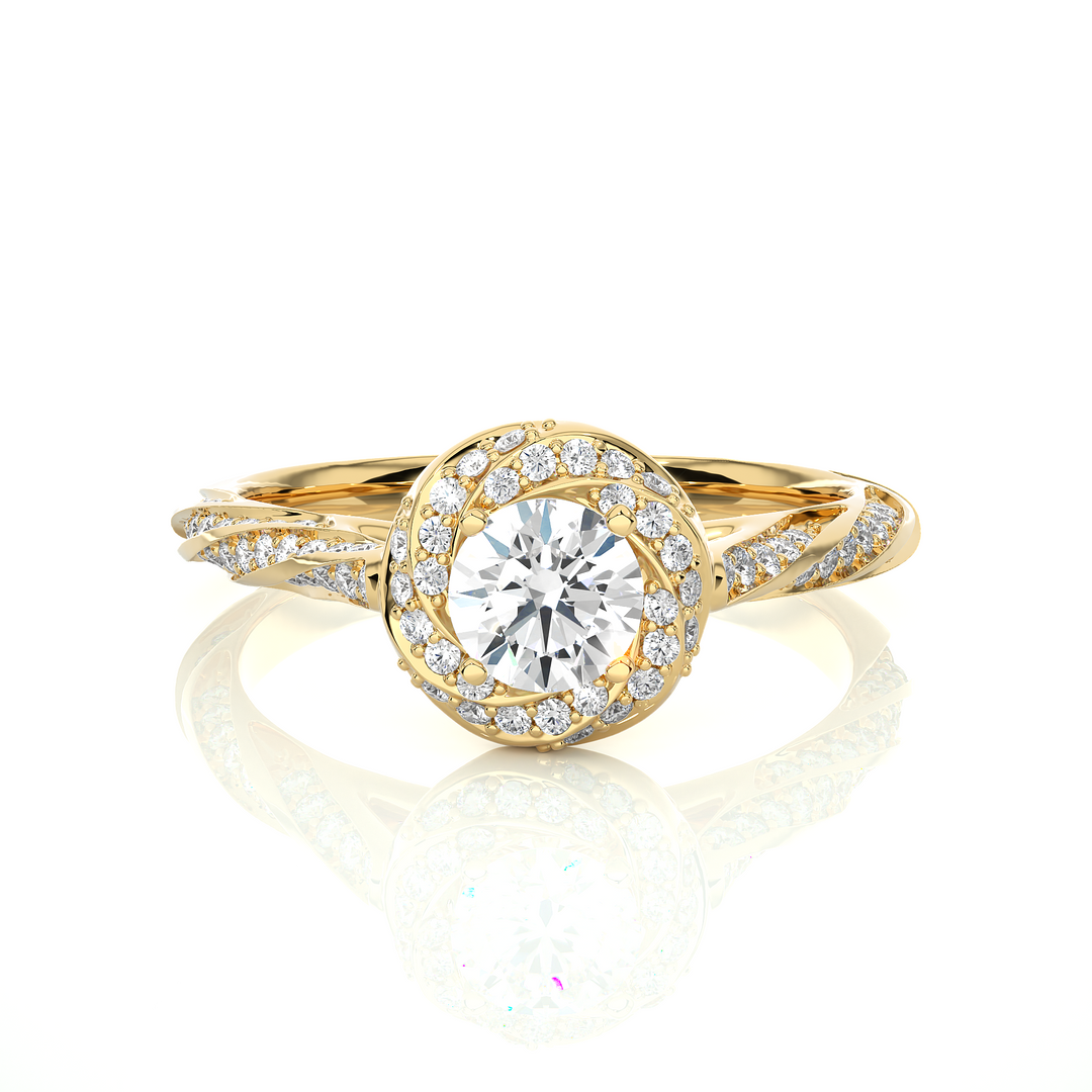 0.95 Carat Vintage Lab-Grown Round Diamond Ring | 100 Stone Classic Design