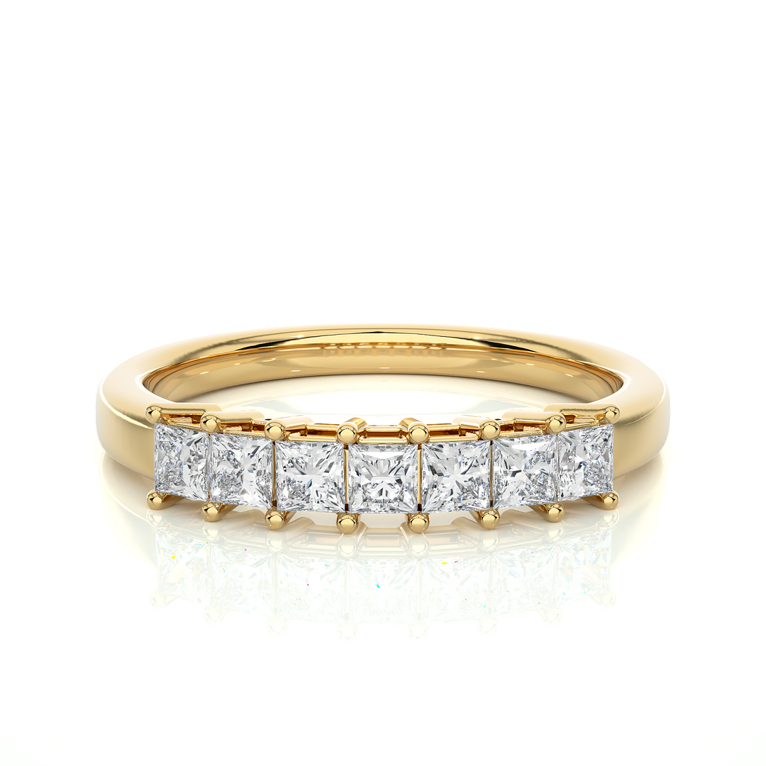 0.50 CT Princess Cut Lab Grown Diamond Prong Set Band  7 Stone IGI Certified