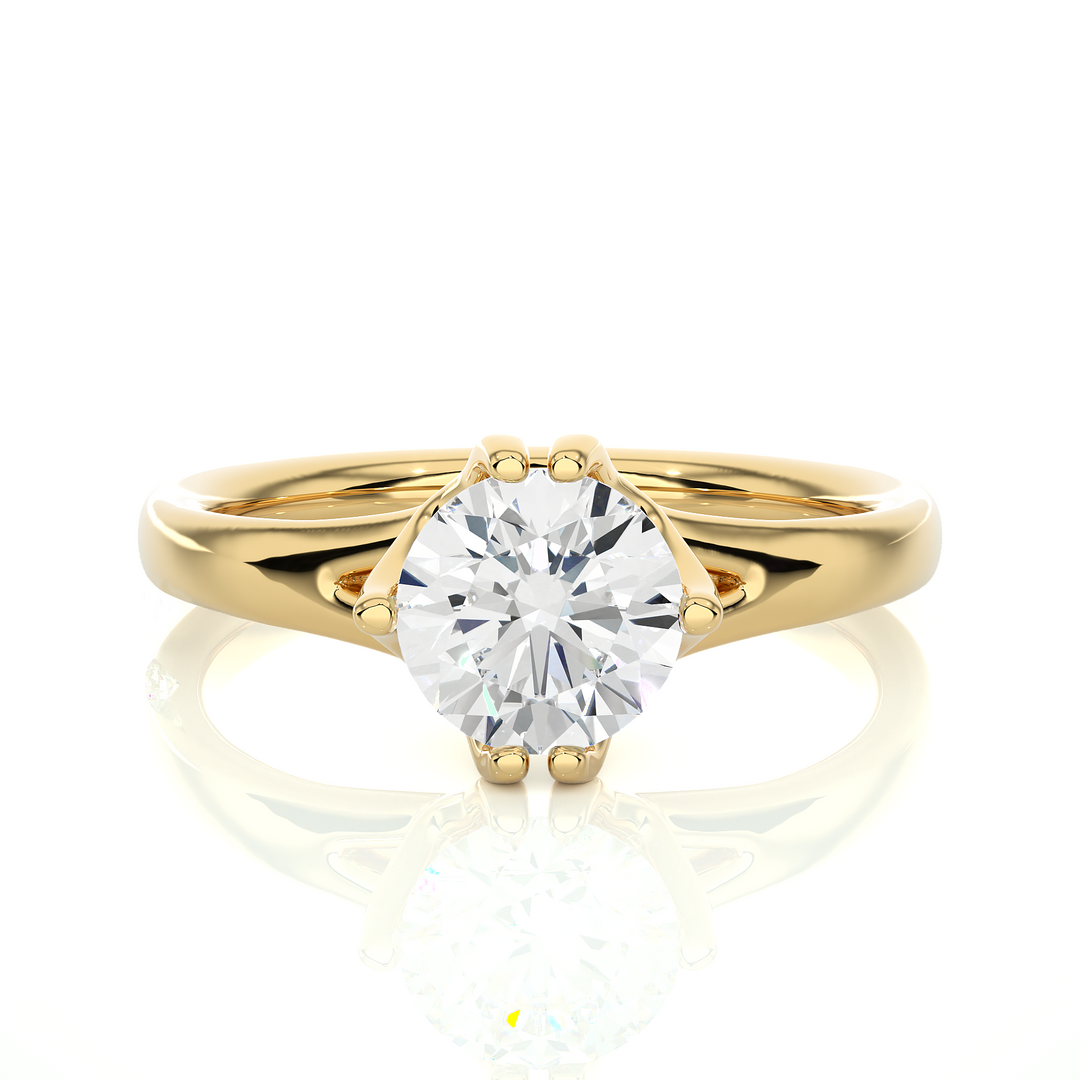 1.08 CT Round Brilliant Lab Grown Diamond Solitaire Engagement Ring | Gold Band