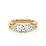 Load image into Gallery viewer, 1.39 CT Round Lab Grown Diamond Three Stone Ring | 3 Stone Gold Band
