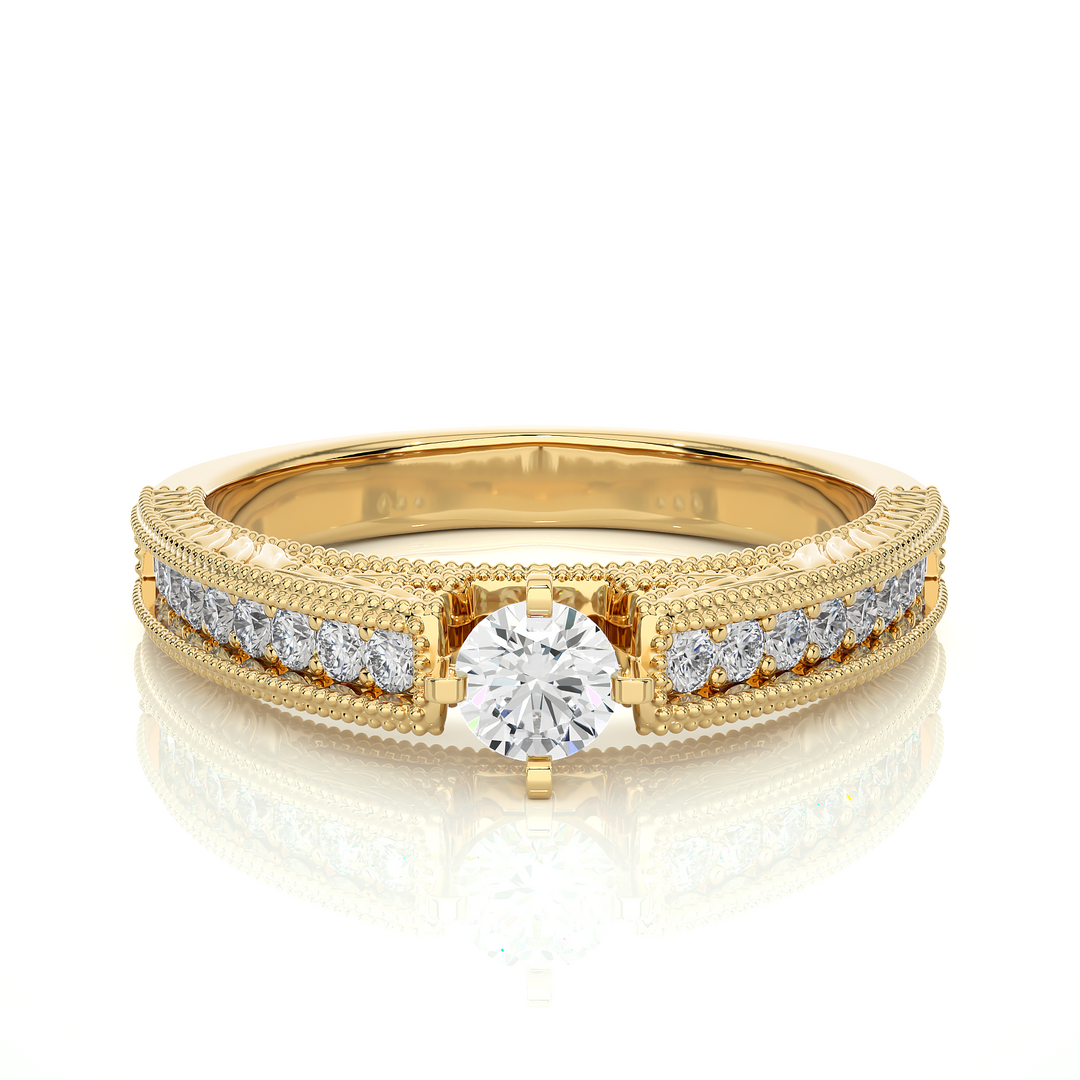 0.48 CTW Round Lab-Grown Diamond Engagement Ring with Milgrain Detailing E-F / VVS-VS