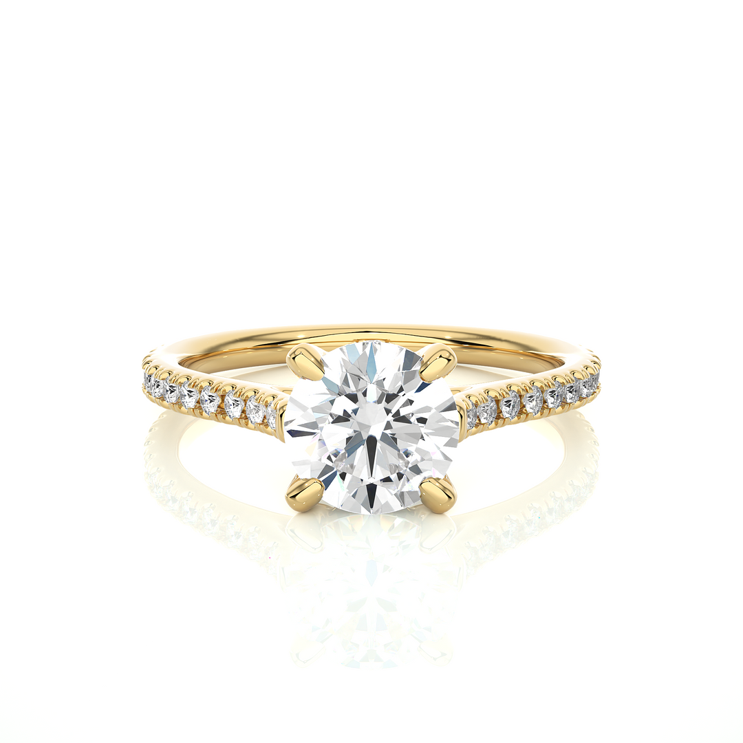 1.58 CTW Round Lab-Grown Diamond Engagement Ring with Micropave & Prong Set E-F / VVS-VS
