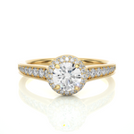 Load image into Gallery viewer, 0.92 CT Round Diamond Halo Lab Grown Ring with 59 Stones
