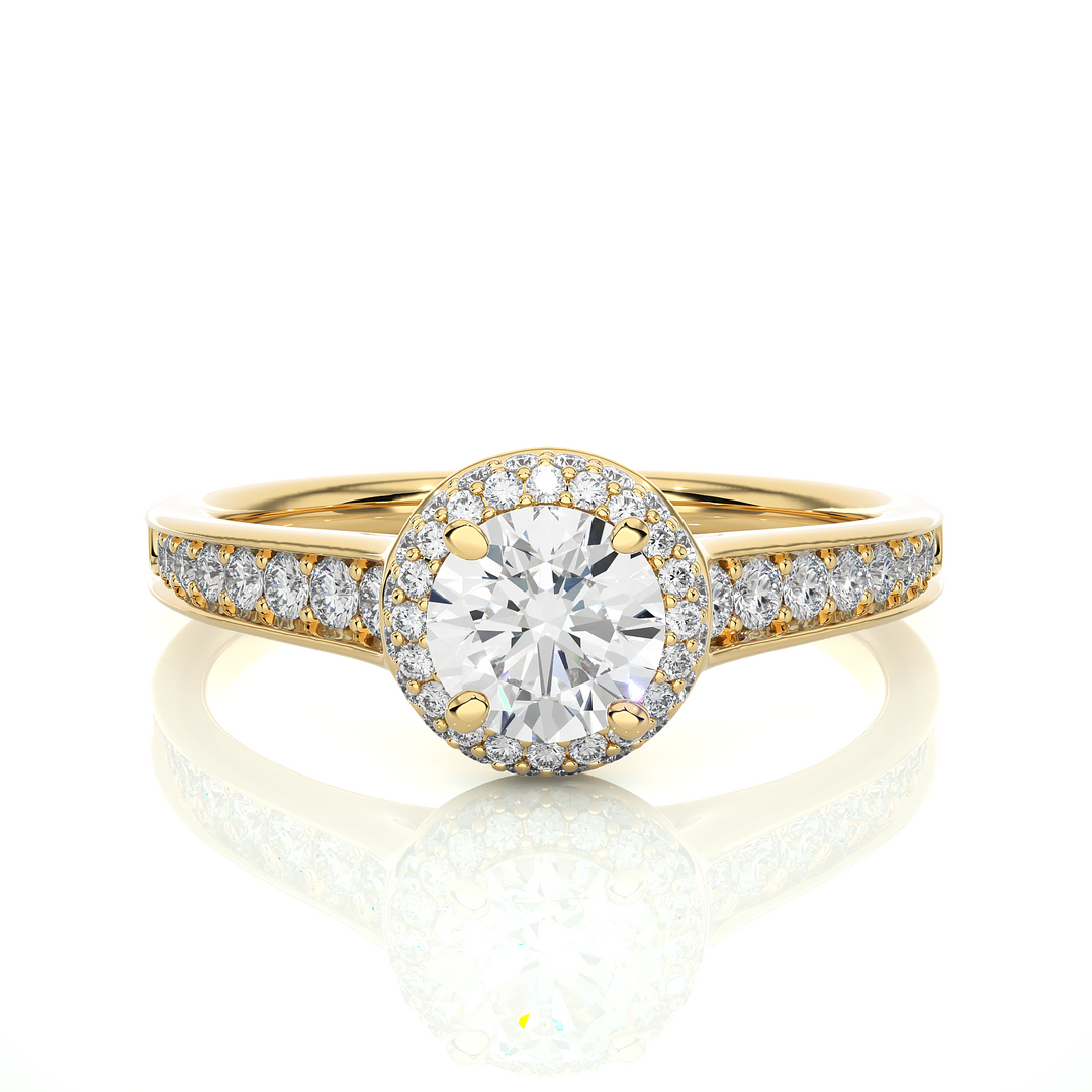 0.92 CT Round Diamond Halo Lab Grown Ring with 59 Stones