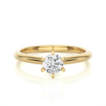 Load image into Gallery viewer, 0.41 CT Round Lab Grown Diamond Solitaire Engagement Ring | Four Prong Gold Band
