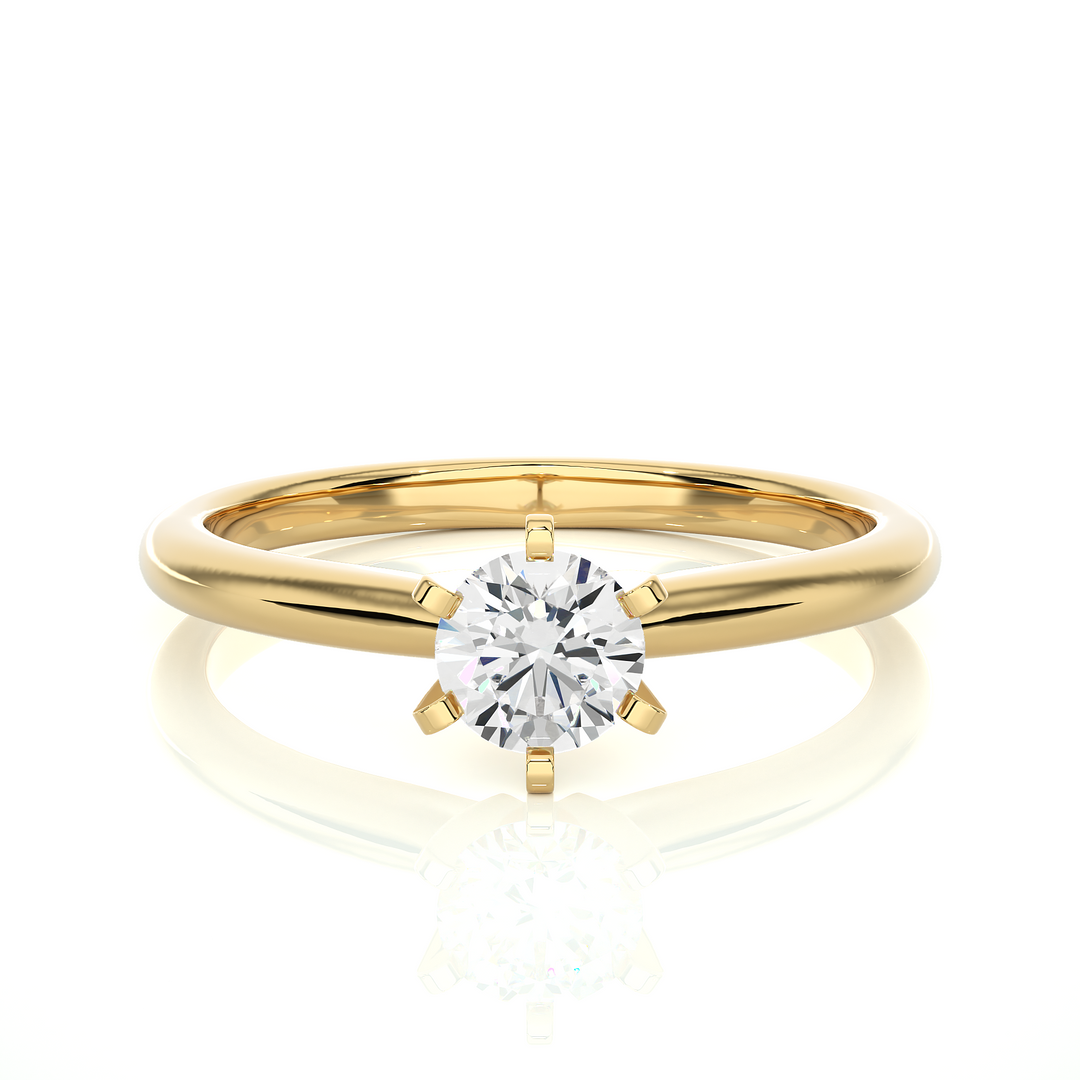 0.41 CT Round Lab Grown Diamond Solitaire Engagement Ring | Four Prong Gold Band