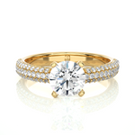 Load image into Gallery viewer, 1.53 CTW Round Lab-Grown Diamond Engagement Ring with Three-Row Micropave Set E-F / VVS-VS
