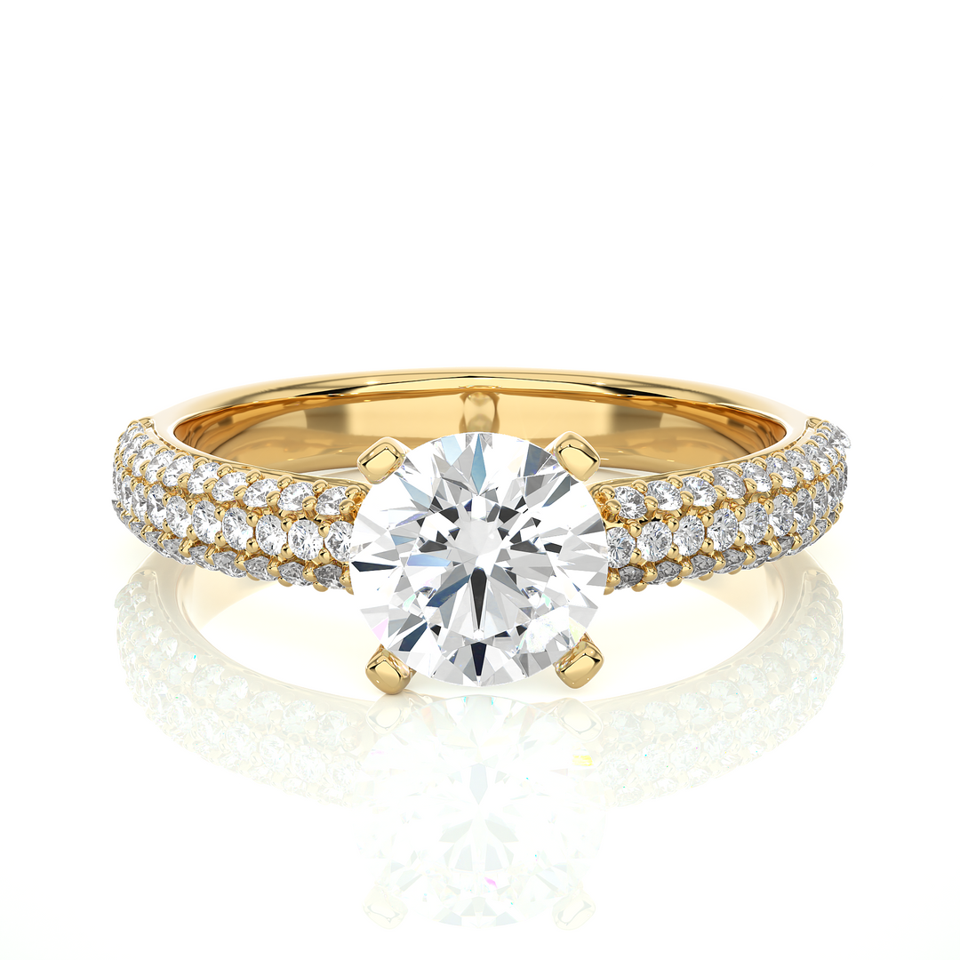 1.53 CTW Round Lab-Grown Diamond Engagement Ring with Three-Row Micropave Set E-F / VVS-VS