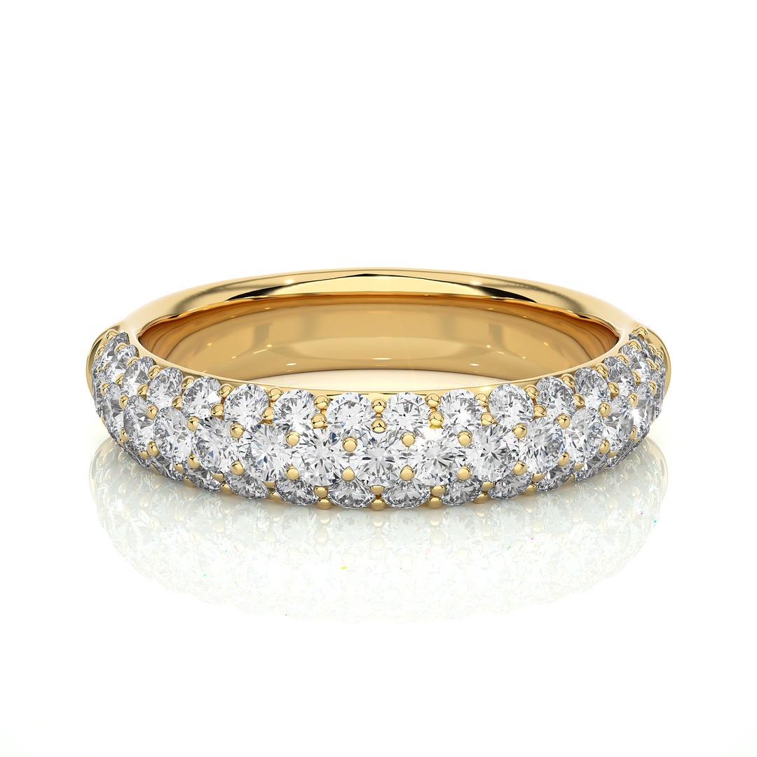 0.93 CT Round Cut Lab Grown Diamond 3 Row Pave Band  49 Stone IGI Certified