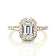 1.44 CT Emerald Center Halo Lab Grown Diamond Ring | 73 Stones