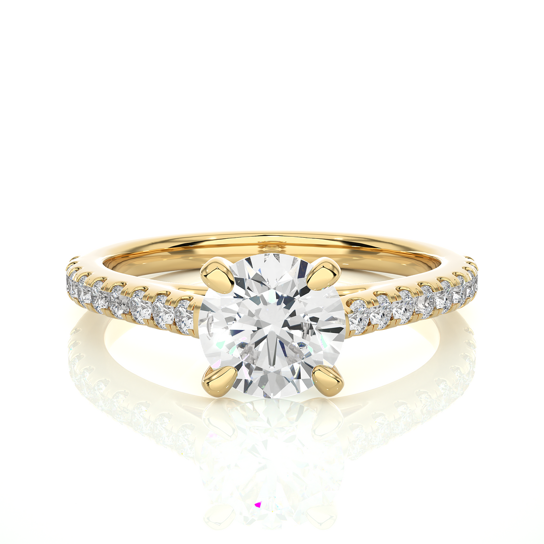 1.36 CTW Round Lab-Grown Diamond Engagement Ring with Claw & Micropave Set E-F / VVS-VS