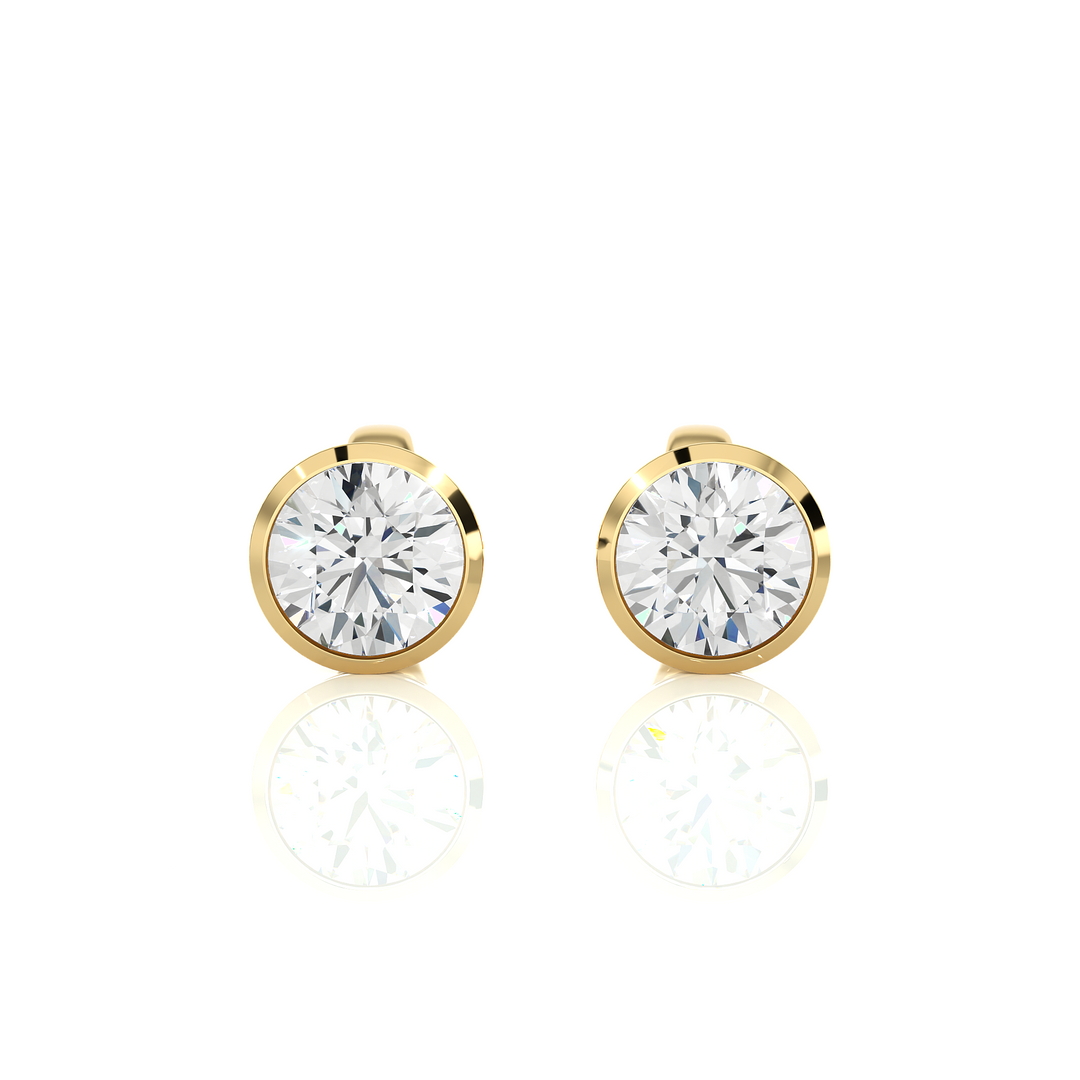 1.00 CTW Round Cut Lab-Grown Diamond Bezel Set Push Back Earrings