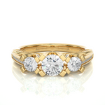Load image into Gallery viewer, 1.20 Carat Three Stone Round Lab-Grown Diamond Ring | Pavé Side Stone Band
