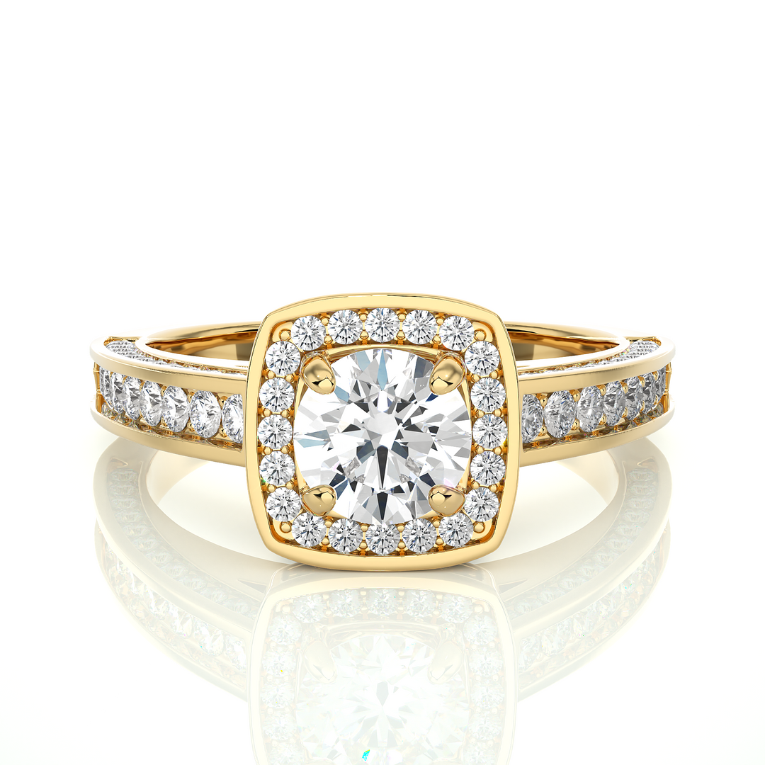 1.42 CT Round Diamond Halo Lab Grown Ring with 117 Stones
