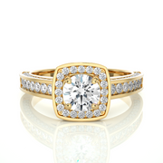 1.42 CT Round Diamond Halo Lab Grown Ring with 117 Stones