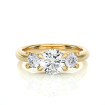 Load image into Gallery viewer, 1.39 CT Round Lab Grown Diamond Three Stone Ring | 3 Stone Gold Band
