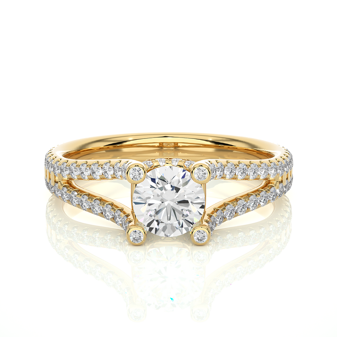 1.08 CTW Round Lab-Grown Diamond Engagement Ring with Split Shank & Hidden Halo E-F / VVS-VS