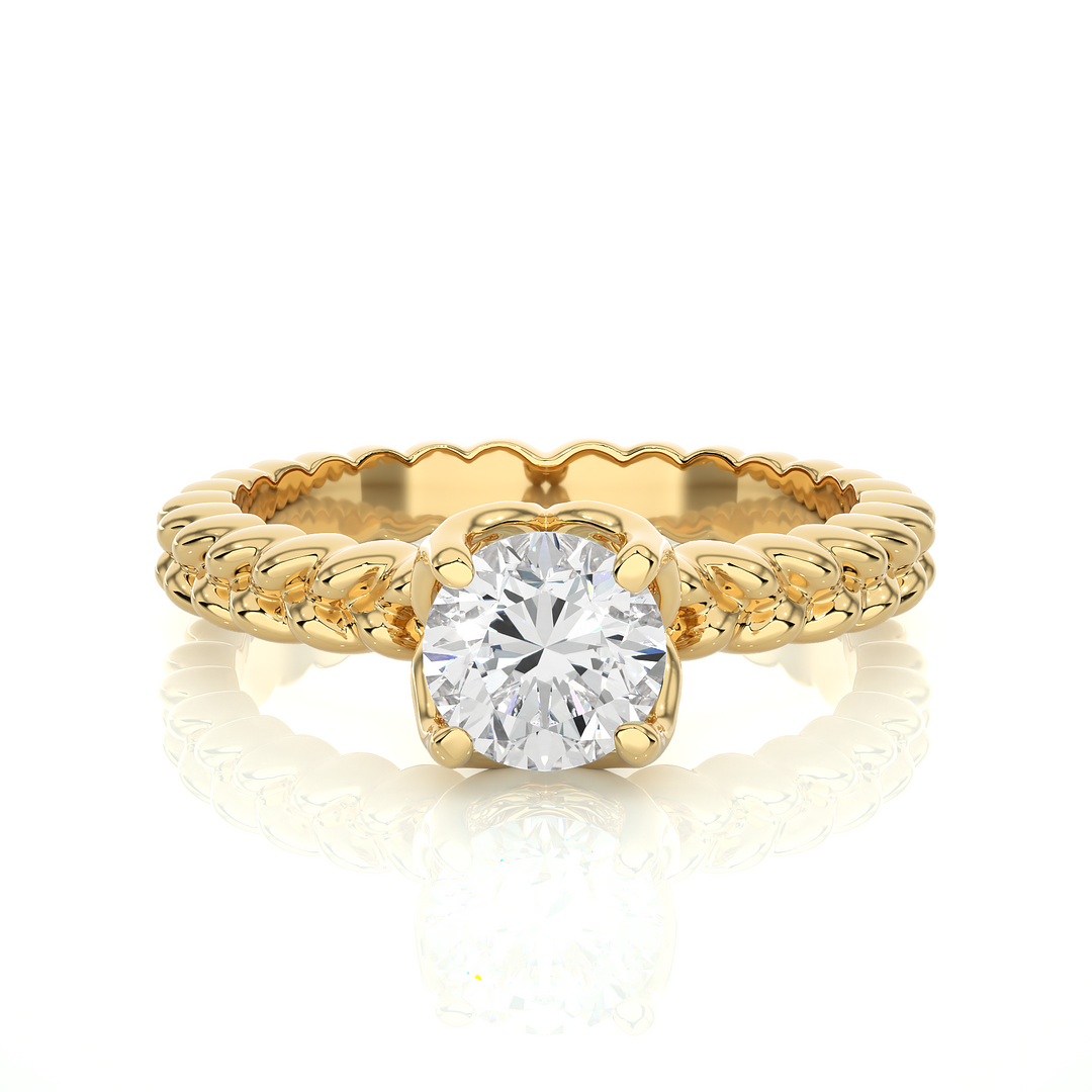 0.98 CT Round Lab Grown Diamond Solitaire Engagement Ring | Gold Band