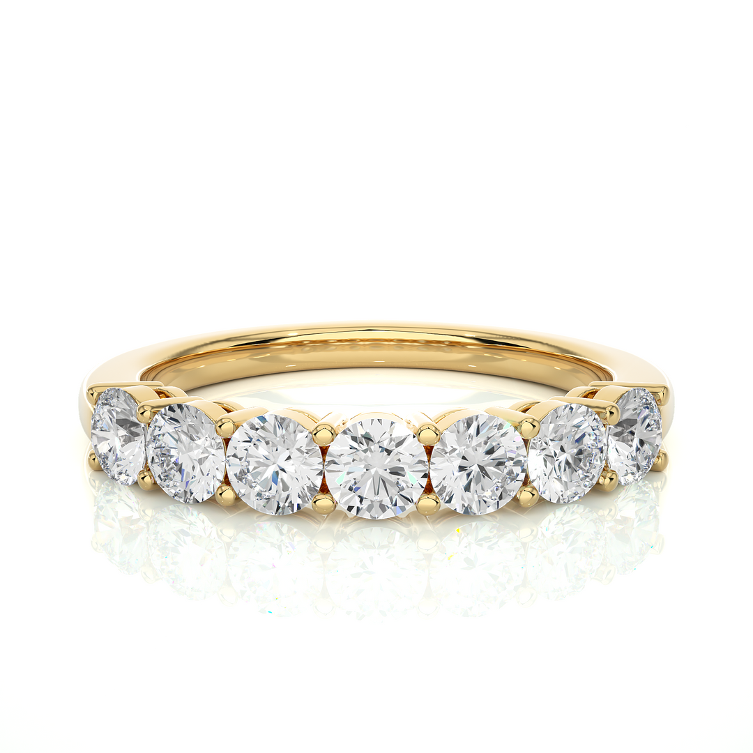 1.13 CT Round Cut Lab Grown Diamond Prong Set Band  7 Stone IGI Certified