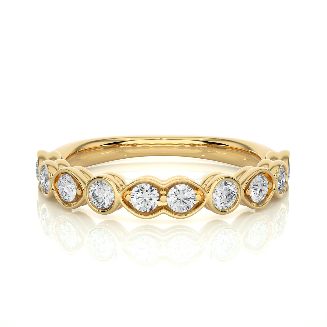 0.69 CT Round Cut Lab Grown Diamond Bezel & Prong Set Band  10 Stone IGI Certified