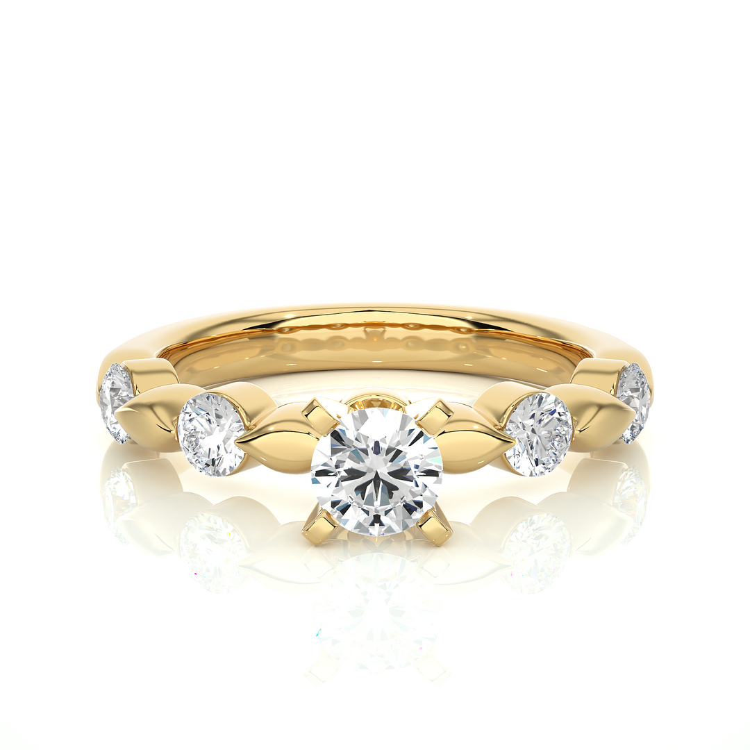 0.90 CTW Round Lab-Grown Diamond Engagement Ring in Unique Style E-F / VVS-VS