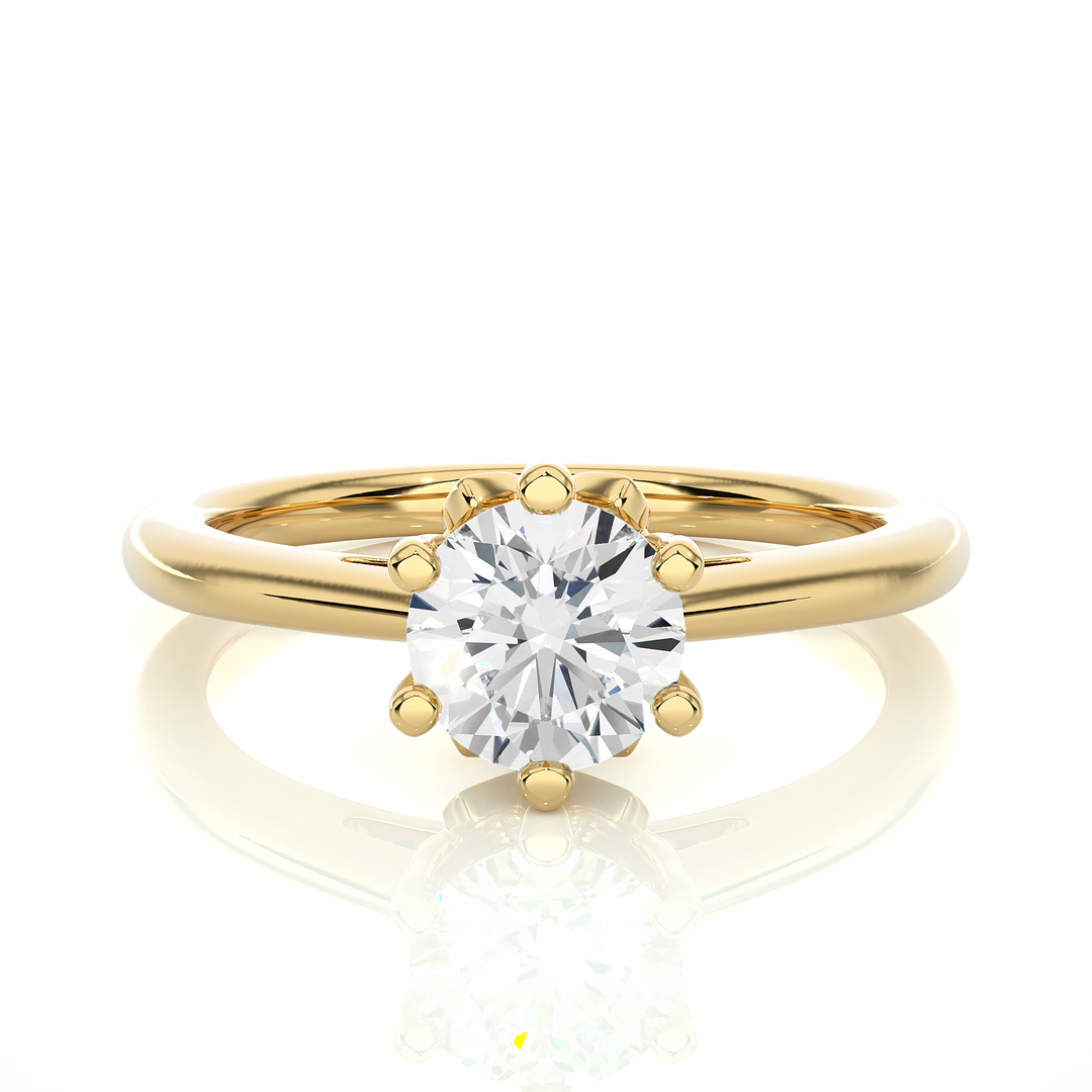 1.05 CT Round Lab Grown Diamond 5 Stone Engagement Ring | Six Prong Gold Band