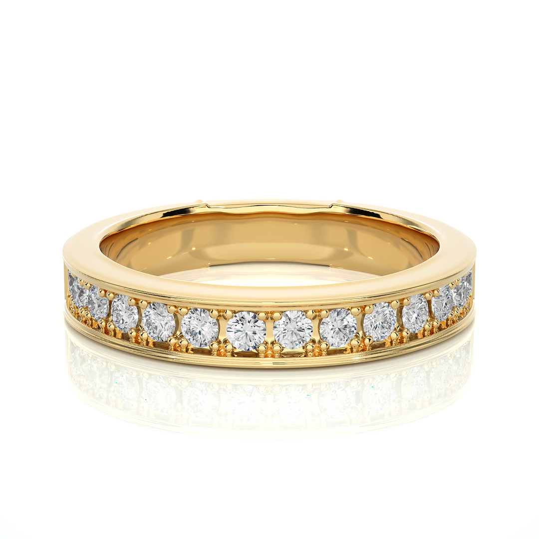 0.49 CT Round Cut Lab Grown Diamond Bold Prong Set Band  14 Stone IGI Certified