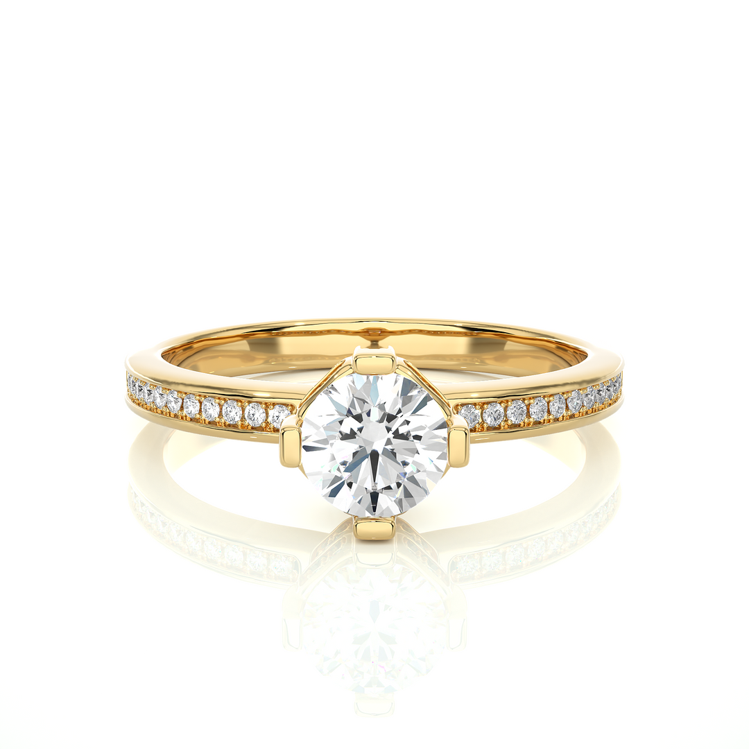 0.78 CTW Round Lab-Grown Diamond Engagement Ring with Hidden Halo E-F / VVS-VS