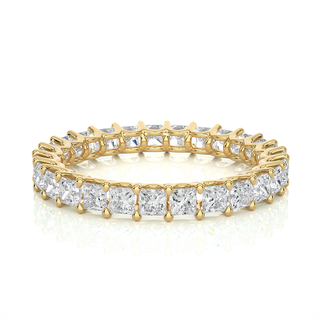1.93 CT Princess Cut Lab Grown Diamond Eternity Band | 27 Stones | 10K, 14K & 18K Gold