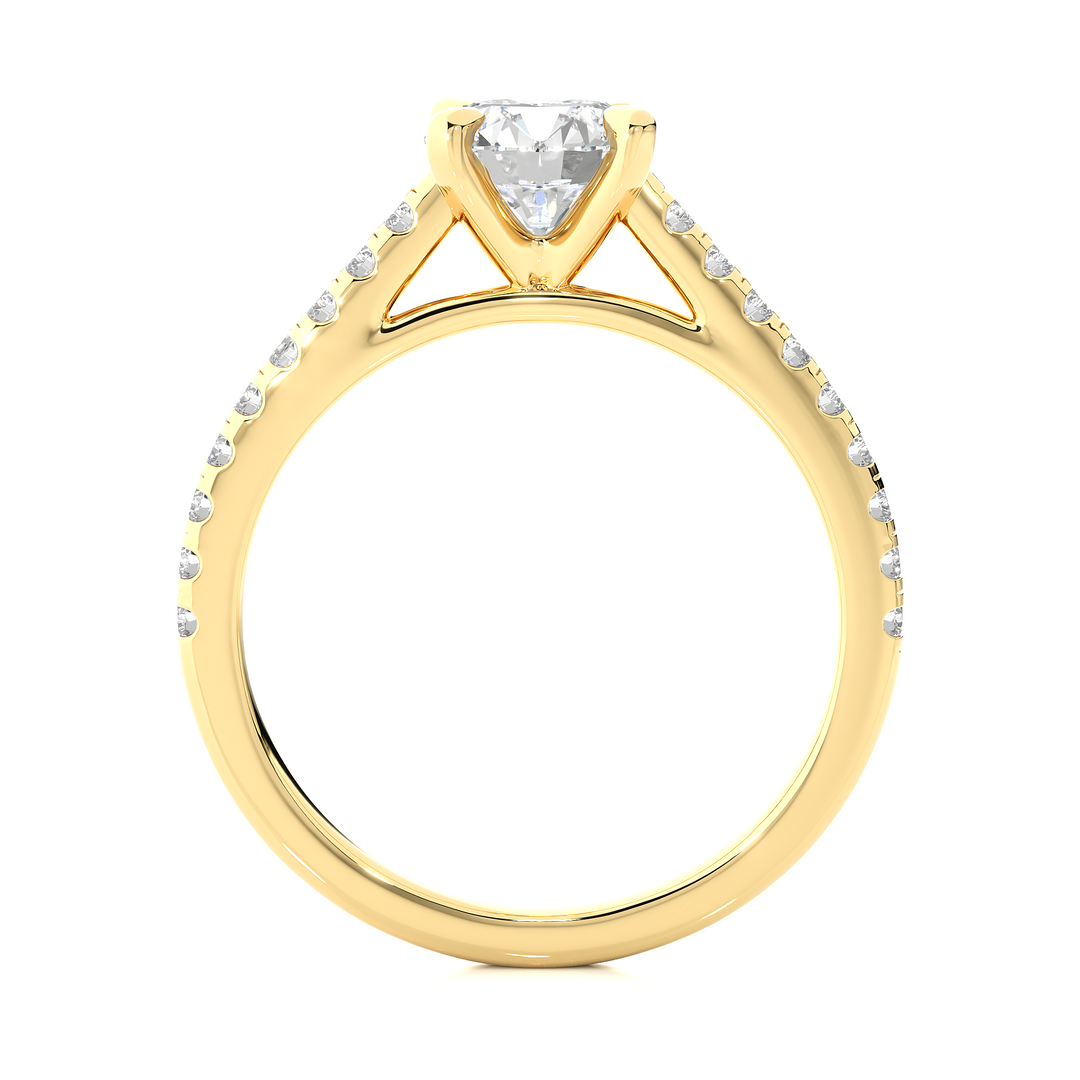 1.36 CTW Round Lab-Grown Diamond Engagement Ring with Claw & Micropave Set E-F / VVS-VS