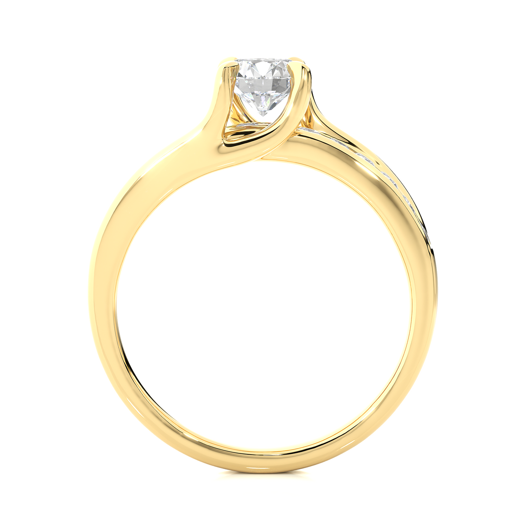 0.97 CTW Round Lab-Grown Diamond Twisted Engagement Ring with Claw & Channel Set E-F / VVS-VS