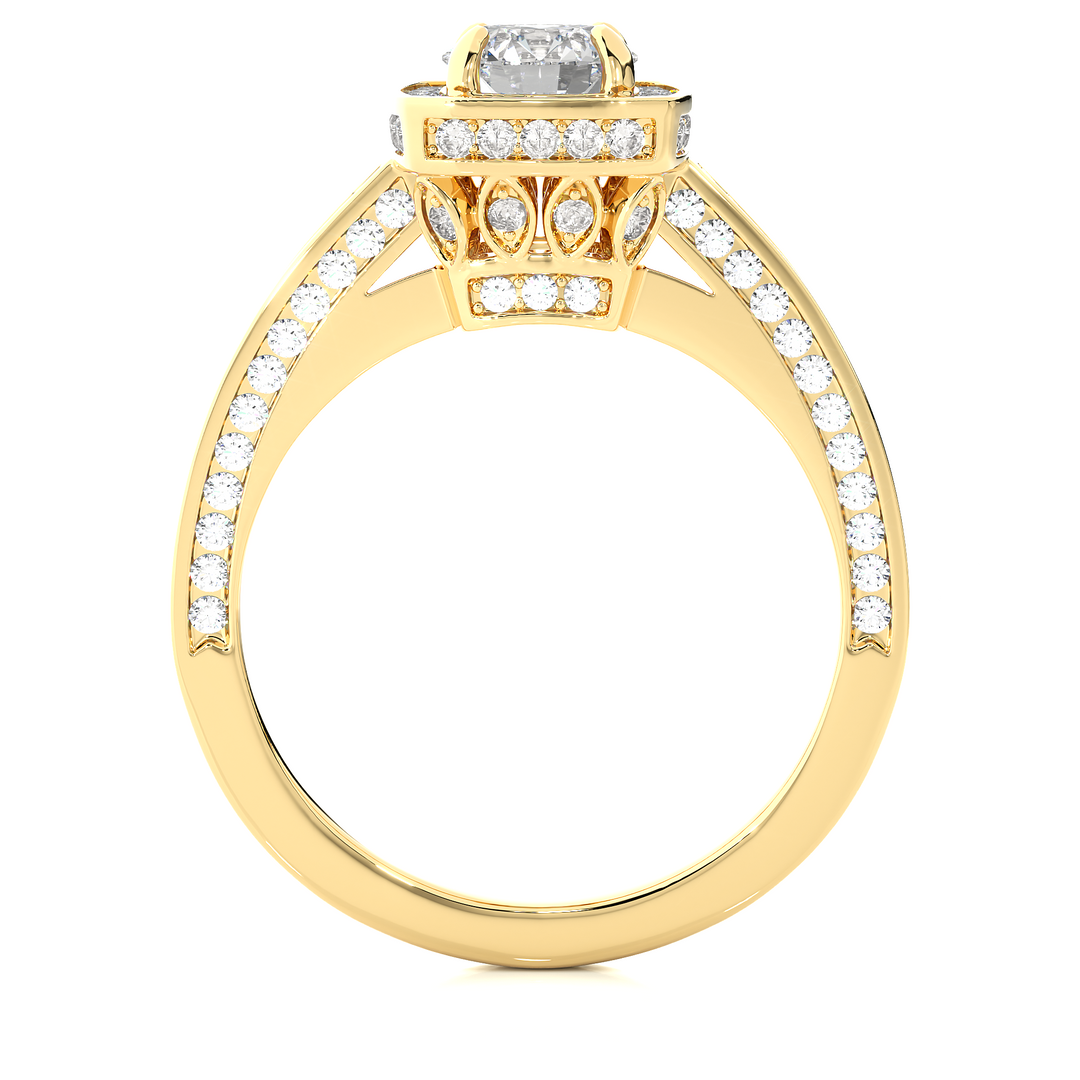 1.42 CT Round Diamond Halo Lab Grown Ring with 117 Stones