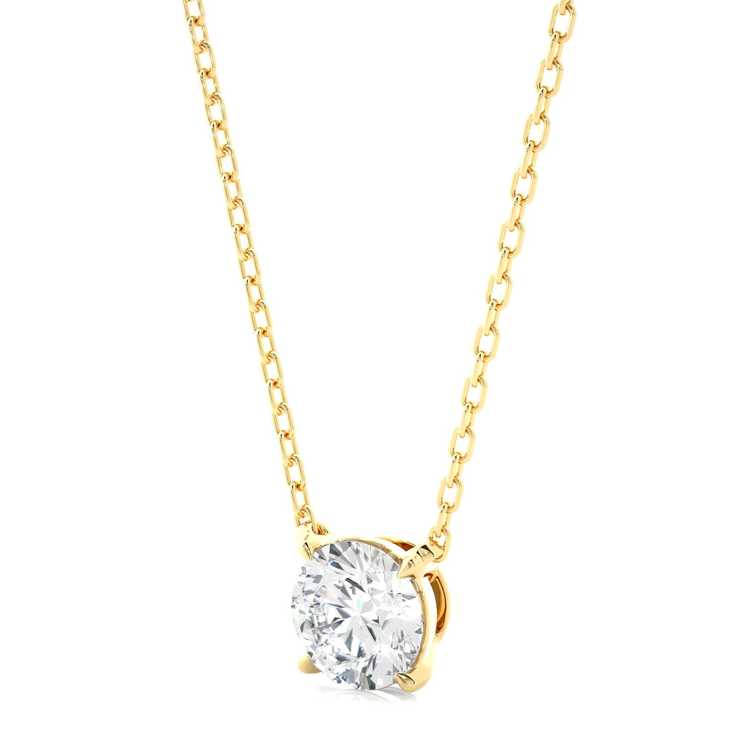 1.03 CT Lab-Grown Diamond Solitaire Pendant Necklace | Round Cut | 4-Prong | Solid Gold