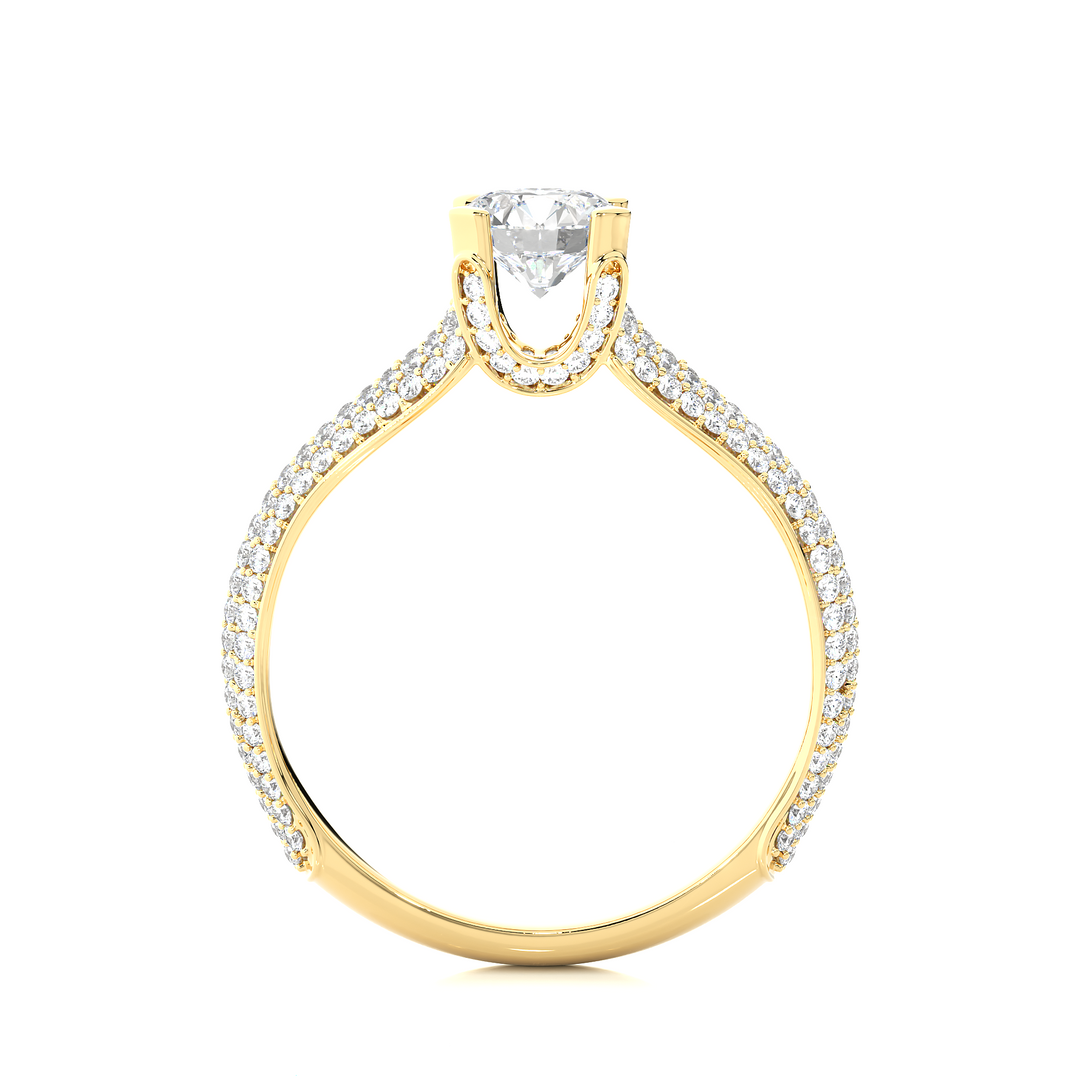 1.13 CTW Round Lab-Grown Diamond Engagement Ring with Four-Row Pave Set E-F / VVS-VS